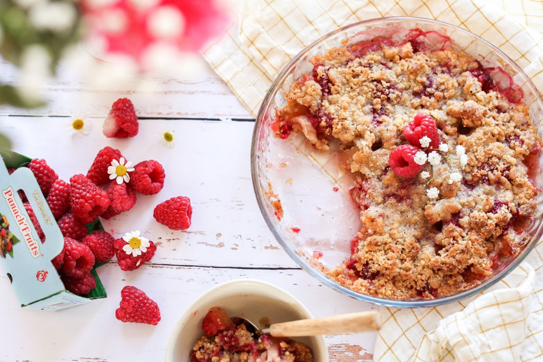 Crumble pommes framboises