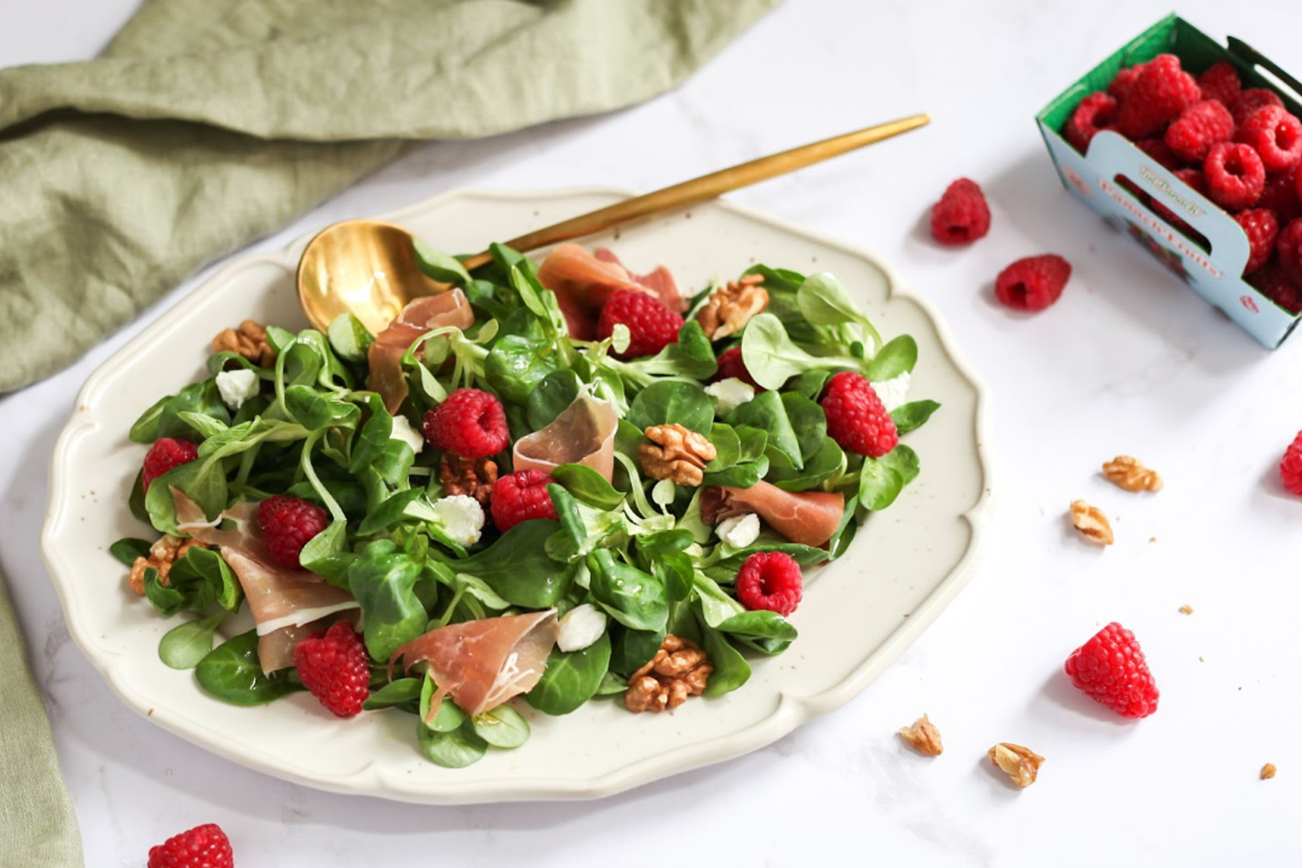 Salade de chèvre et framboises